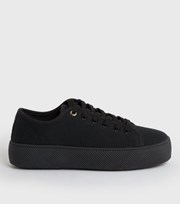 New Look Black Canvas Chunky Lace Up Trainers